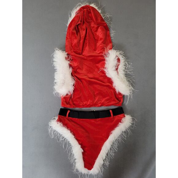 RSLOVE Women Christmas Santa Lingerie Set Velvet Claus Outfit 2Pcs XL - Picture 7 of 9